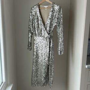 HM sequin midi wrap dress